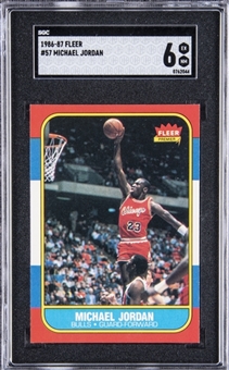 1986-87 Fleer #57 Michael Jordan Rookie Card – SGC EX-MT 6